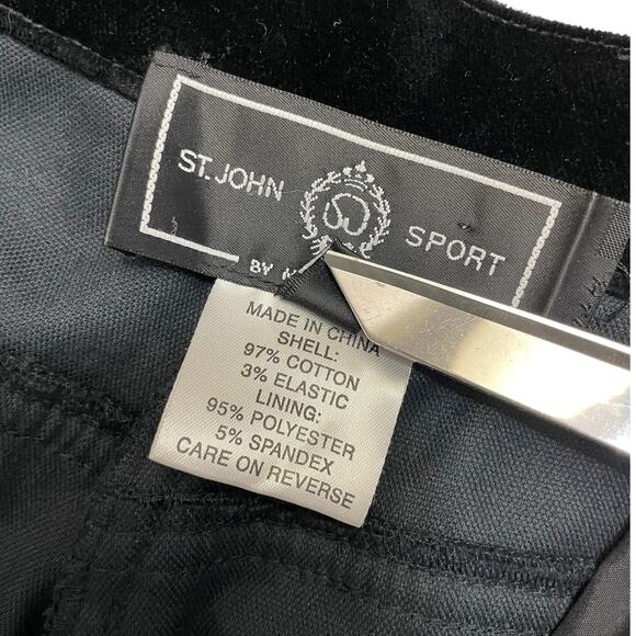 St. John Sport by Marie Gray High Rise Straight Leg Velvet Pants Black Size 8 - Picture 8 of 12